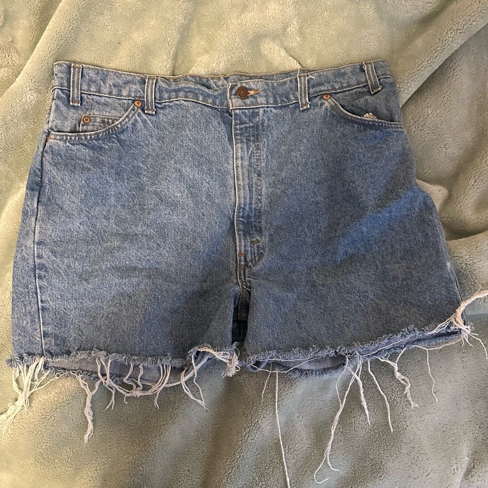 Levi's Distressed Light Blue High-Waist Cutoff Jean Shorts